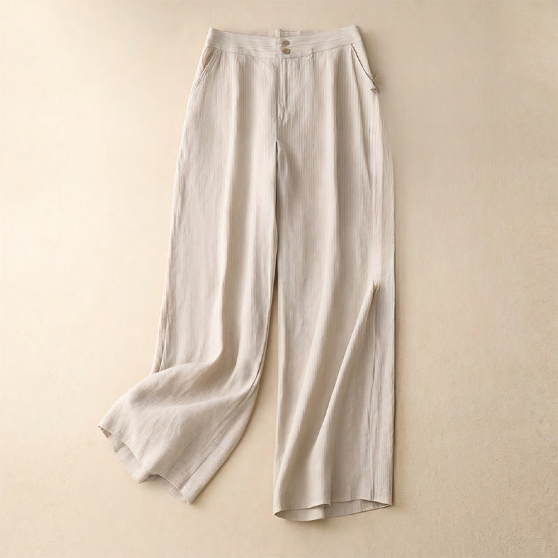 Summer Casual Simple Zipper Design Women's Wide Leg Pants With Pockets