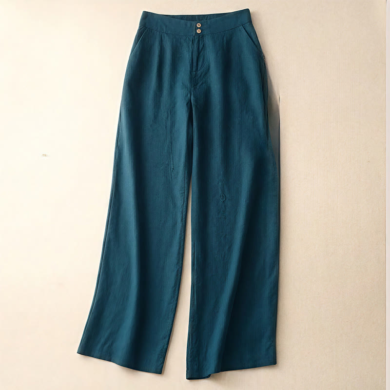 Summer Casual Simple Zipper Design Women's Wide Leg Pants With Pockets