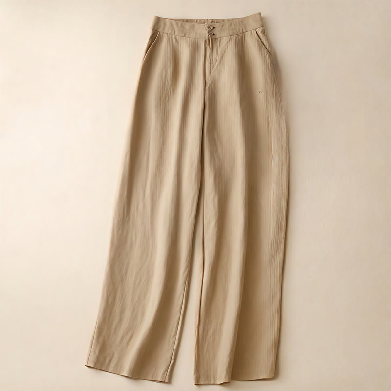 Summer Casual Simple Zipper Design Women's Wide Leg Pants With Pockets