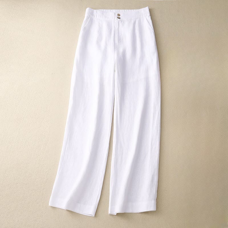Summer Casual Simple Zipper Design Women's Wide Leg Pants With Pockets