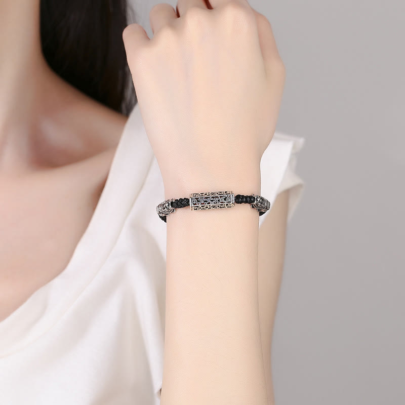 Tibetan Black String Copper Om Mani Padme Hum Pixiu Protection Braided Bracelet