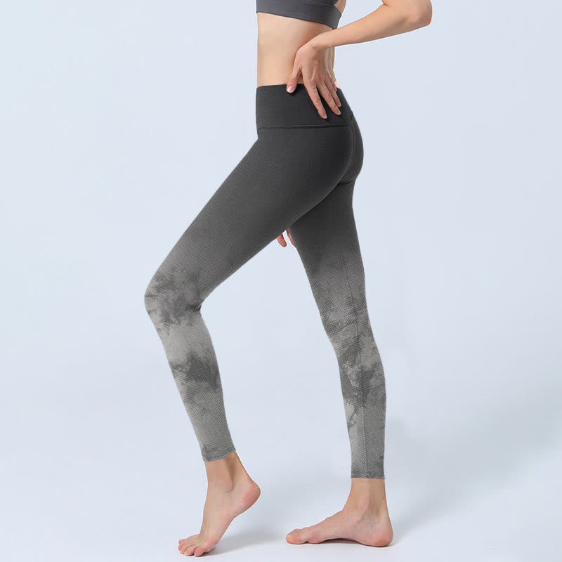 Gradient Floral Print Exercise Leggings Women's Yoga Pants