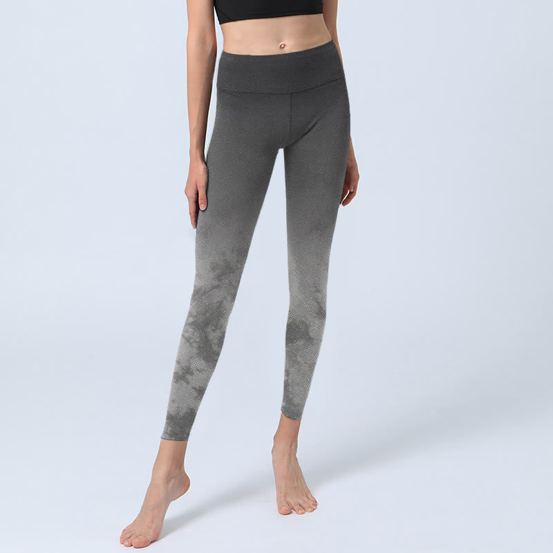 Gradient Floral Print Exercise Leggings Women's Yoga Pants