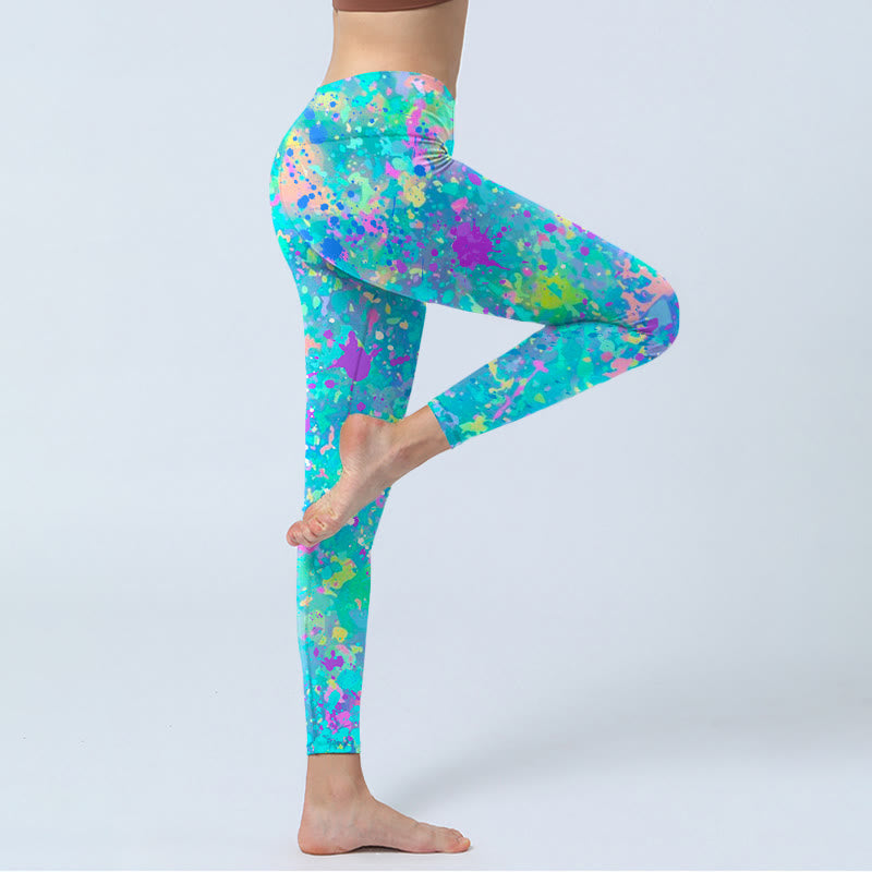 Splash Ink Print Exercise Leggings Women's Yoga Pants
