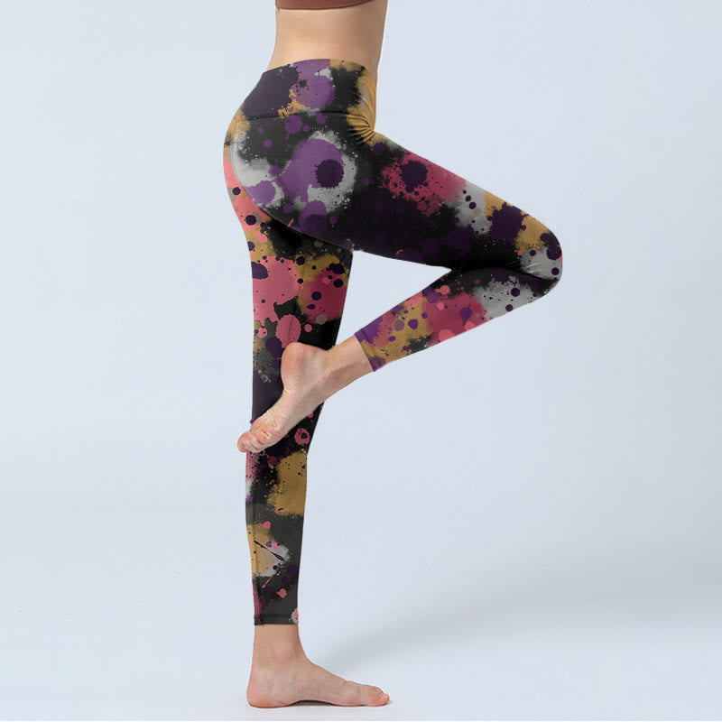 Splatter Print Exercise Leggings Women's Yoga Pants