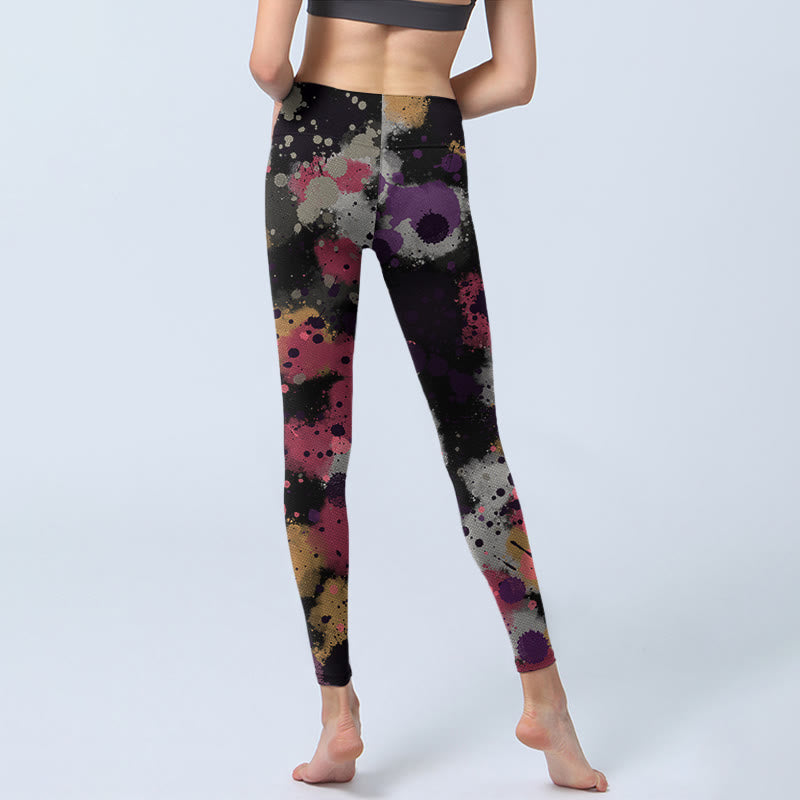 Splatter Print Exercise Leggings Women's Yoga Pants