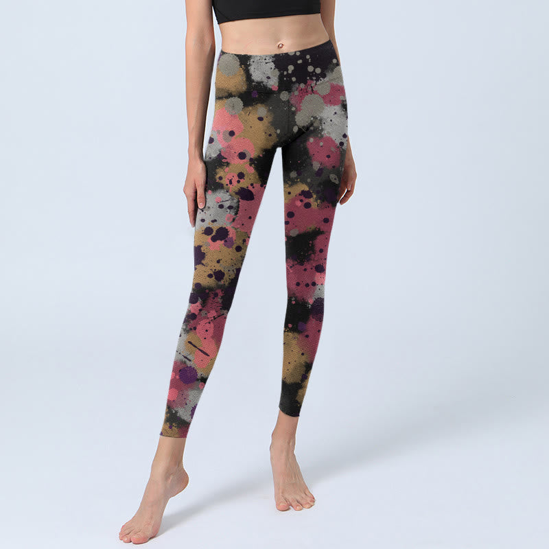 Splatter Print Exercise Leggings Women's Yoga Pants