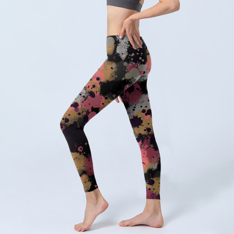 Splatter Print Exercise Leggings Women's Yoga Pants