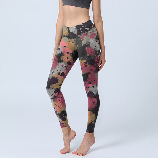 Splatter Print Exercise Leggings Women's Yoga Pants