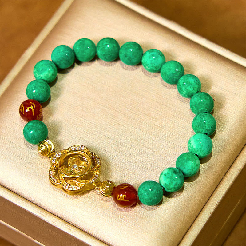 Natural Jade Om Mani Padme Hum Cyclone Charm Prosperity Bracelet