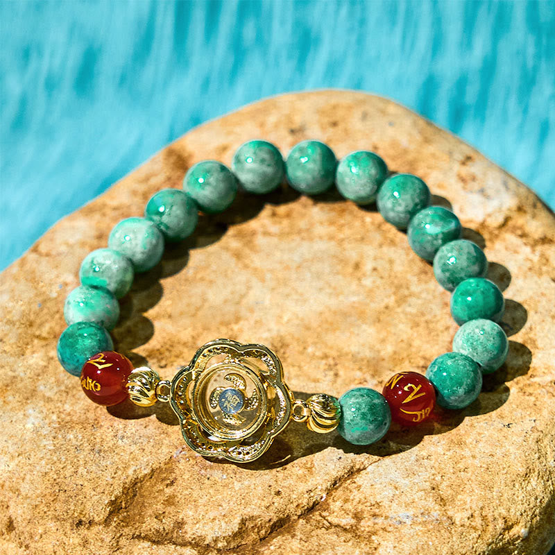 Natural Jade Om Mani Padme Hum Cyclone Charm Prosperity Bracelet
