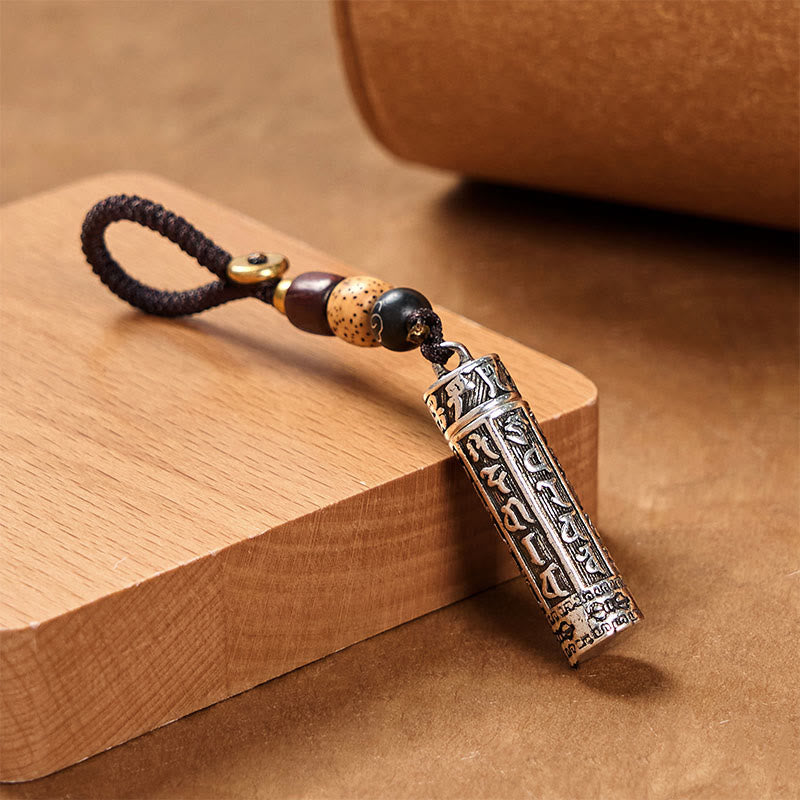 Tibetan Om Mani Padme Hum Shurangama Mantra Vajra Pattern Copper Purity Key Chain