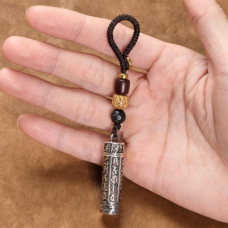 Tibetan Om Mani Padme Hum Shurangama Mantra Vajra Pattern Copper Purity Key Chain