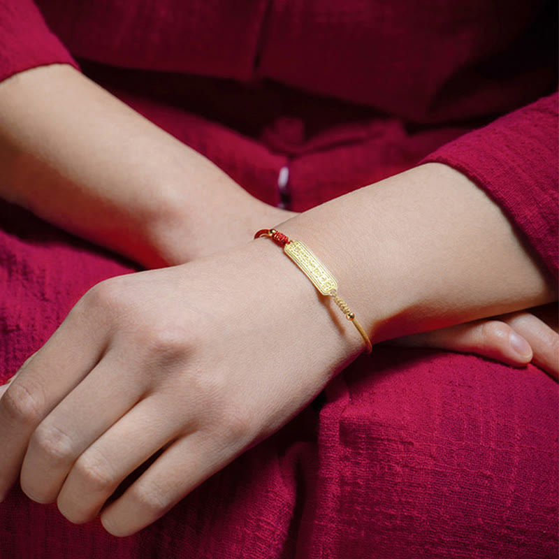 14K Gold-plated Copper Amulet Protection Red Golden Rope Bracelet