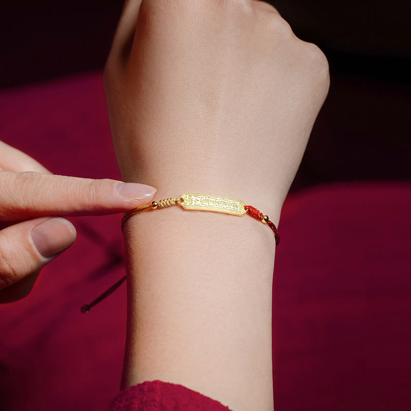 14K Gold-plated Copper Amulet Protection Red Golden Rope Bracelet