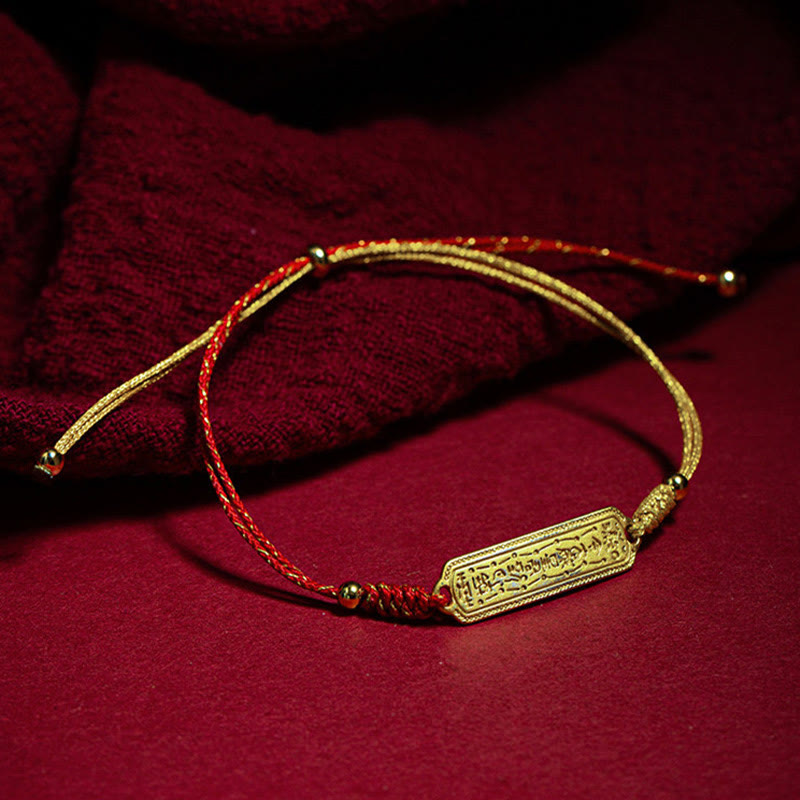 14K Gold-plated Copper Amulet Protection Red Golden Rope Bracelet