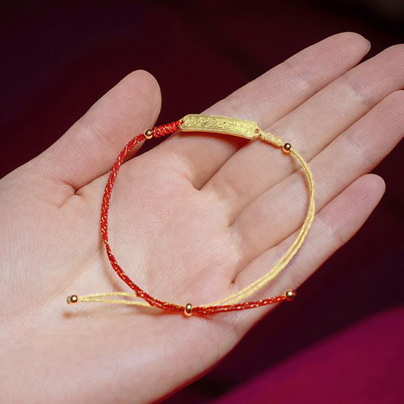 14K Gold-plated Copper Amulet Protection Red Golden Rope Bracelet