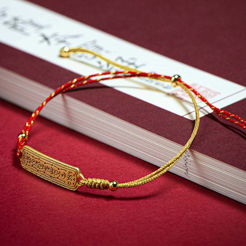 14K Gold-plated Copper Amulet Protection Red Golden Rope Bracelet