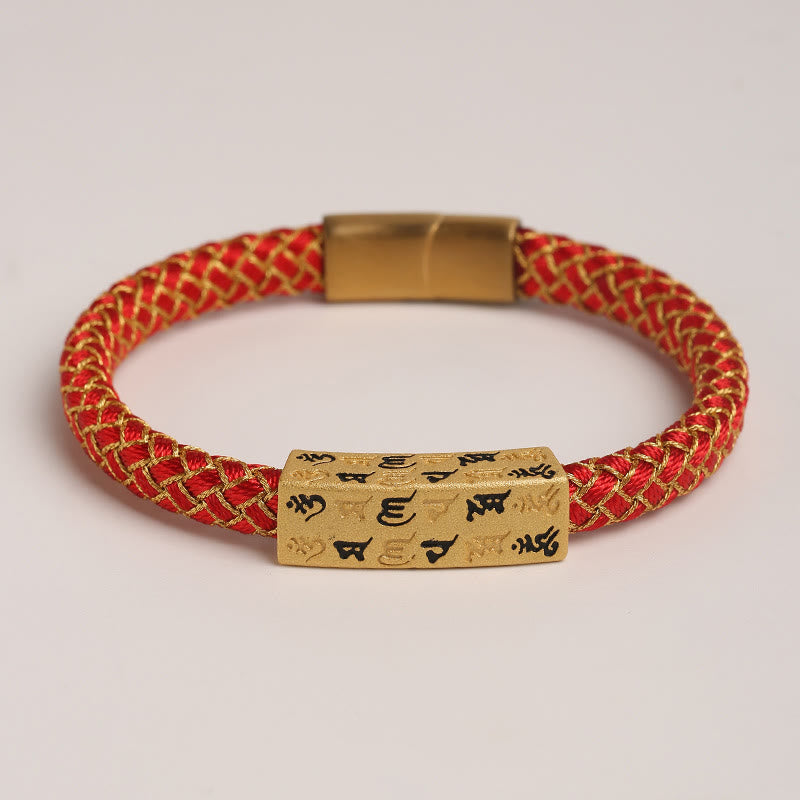Tibetan Om Mani Padme Hum Various Colors Rope Gold Thread Diamond Knot Luck Buckle Bracelet