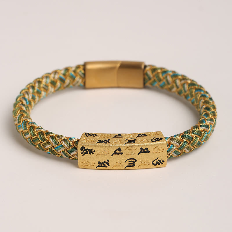 Tibetan Om Mani Padme Hum Various Colors Rope Gold Thread Diamond Knot Luck Buckle Bracelet