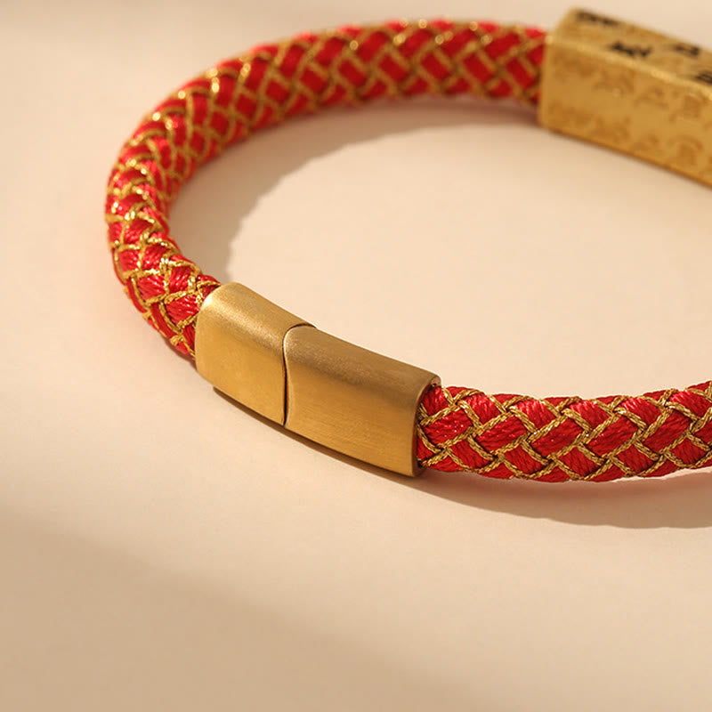Tibetan Om Mani Padme Hum Various Colors Rope Gold Thread Diamond Knot Luck Buckle Bracelet