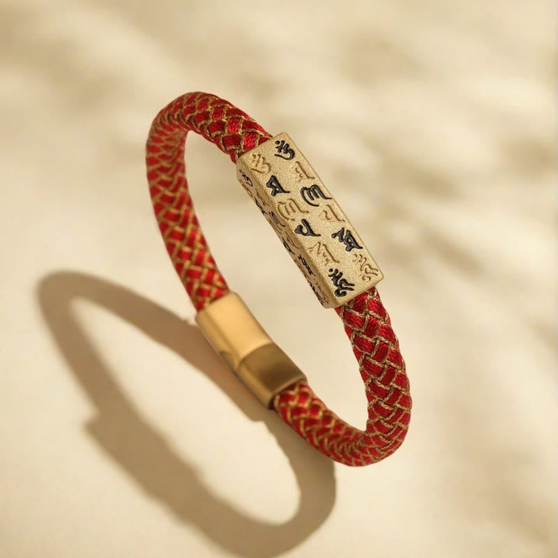 Tibetan Om Mani Padme Hum Various Colors Rope Gold Thread Diamond Knot Luck Buckle Bracelet