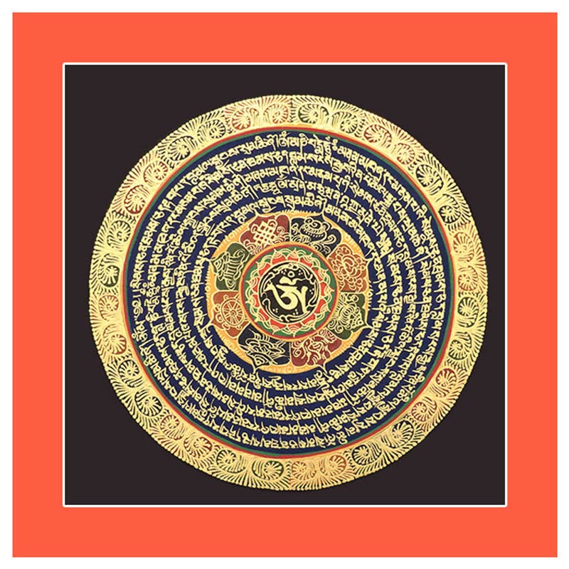 Tibetan Thangka Painting Six True Words Scripture Handmade Decoration Blind Box(Random Style)