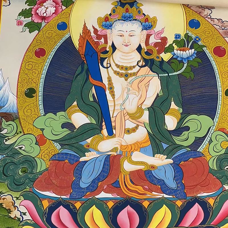 Tibetan Thangka Painting Yellow God of Wealth Green Tara Avalokitesvara Handmade Decoration Blind Box(Random Style)