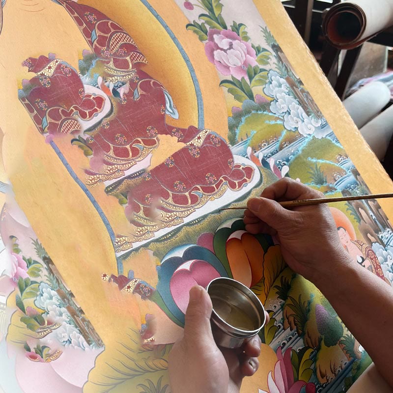 Tibetan Thangka Painting Yellow God of Wealth Green Tara Avalokitesvara Handmade Decoration Blind Box(Random Style)