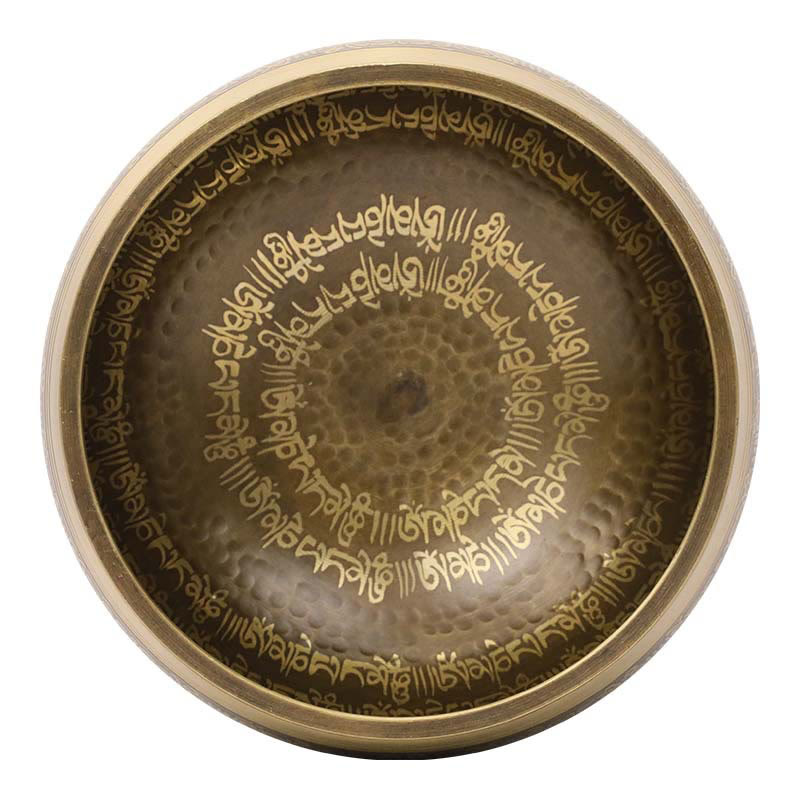 Handcrafted Singing Bowl Scripture Pattern for and Meditation Sound Bowl Set