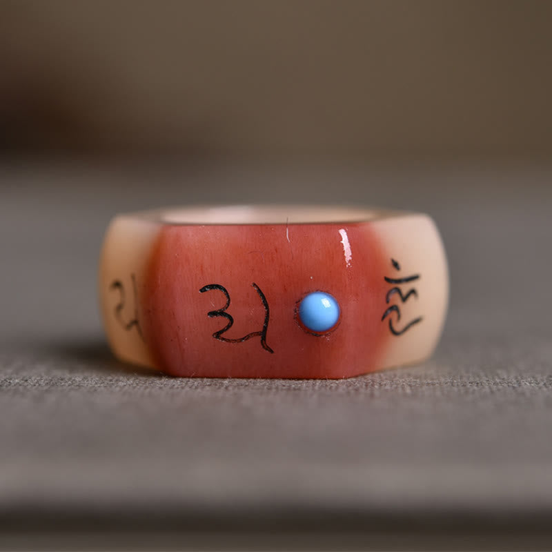 Camel Bone Om Mani Padme Hum Carving Protection Ring