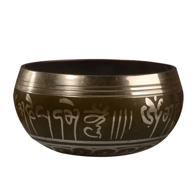 Handmade Singing Bowl Buddha Eyes Scripture Pattern for and Meditation Sound Bowl Set