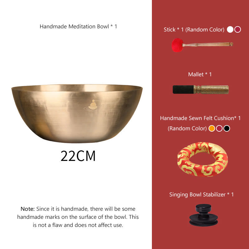 Handmade Nepal Golden Singing Bowl for and Meditation Sound Bowl Set