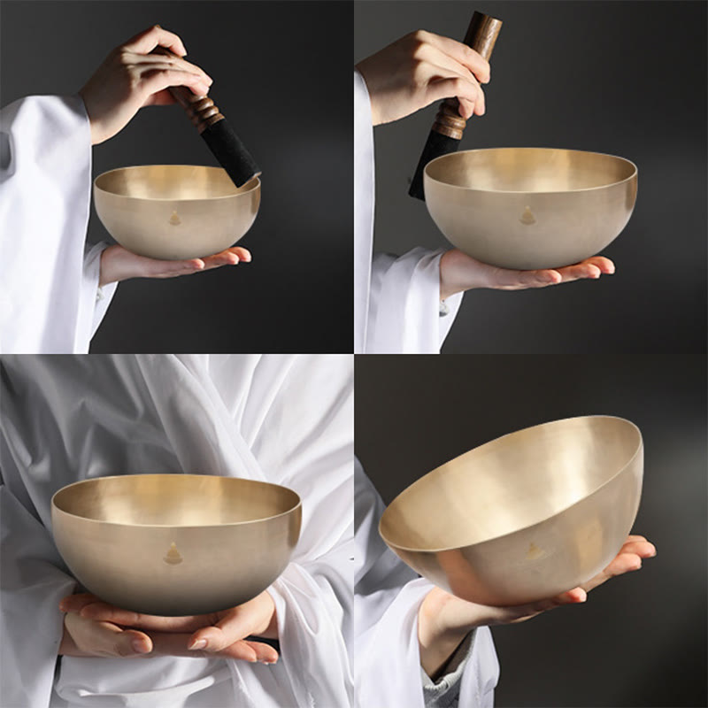 Handmade Nepal Golden Singing Bowl for and Meditation Sound Bowl Set