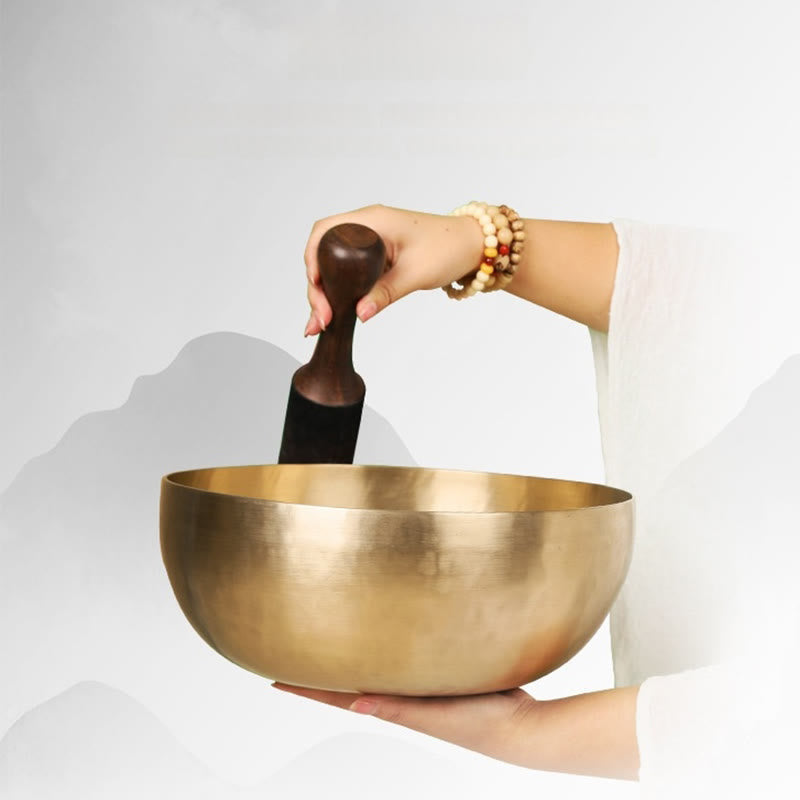 Handmade Nepal Golden Singing Bowl for and Meditation Sound Bowl Set