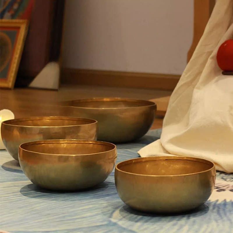 Handmade Nepal Golden Singing Bowl for and Meditation Sound Bowl Set