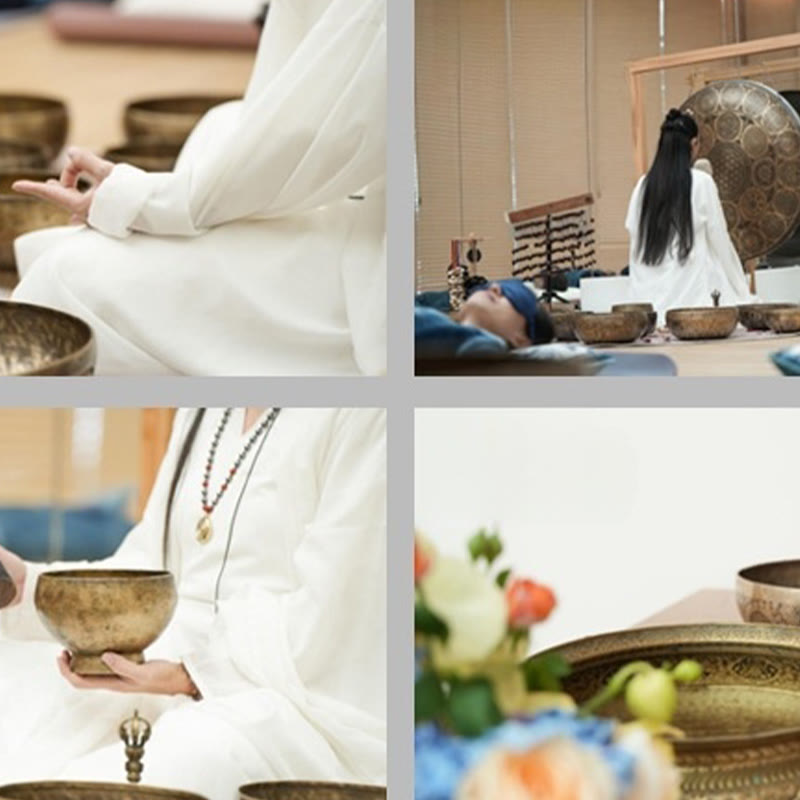 Handmade Nepal Golden Singing Bowl for and Meditation Sound Bowl Set