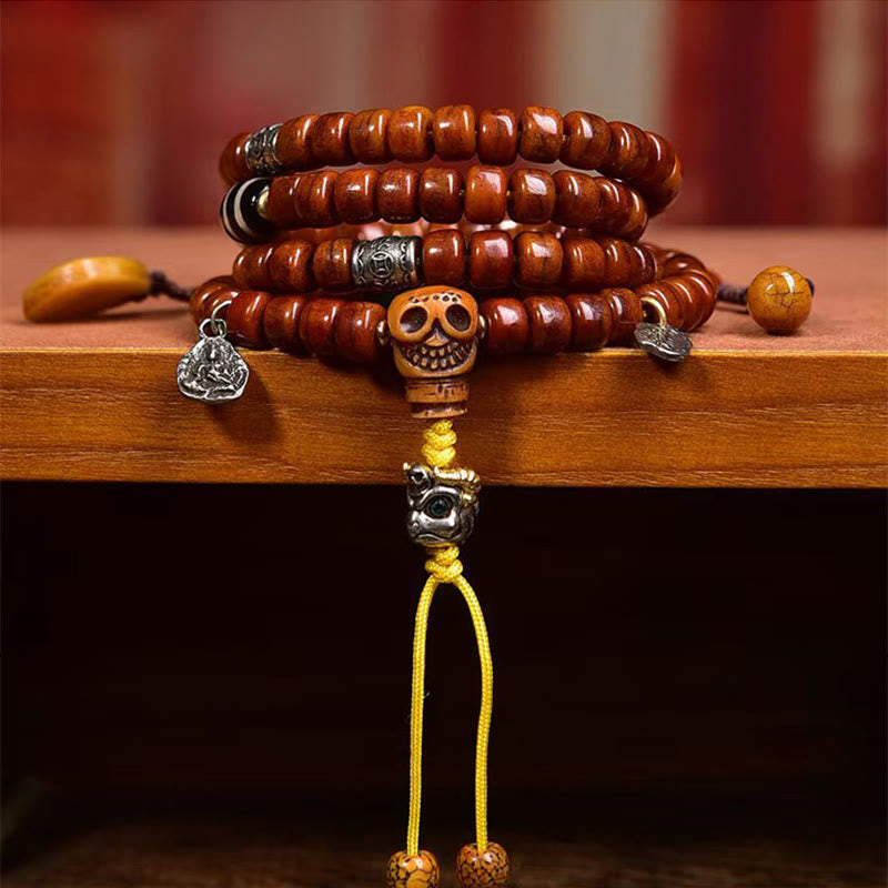 Tibet 108 Beads Bone Beads Dzi Bead Strength Mala
