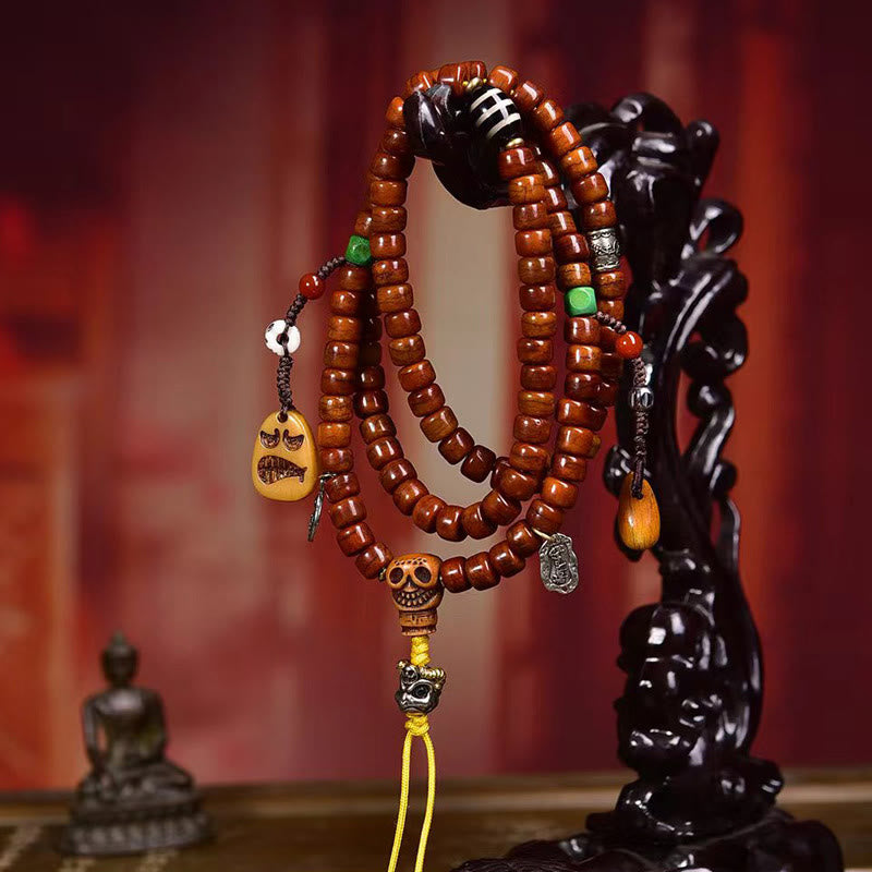 Tibet 108 Beads Bone Beads Dzi Bead Strength Mala