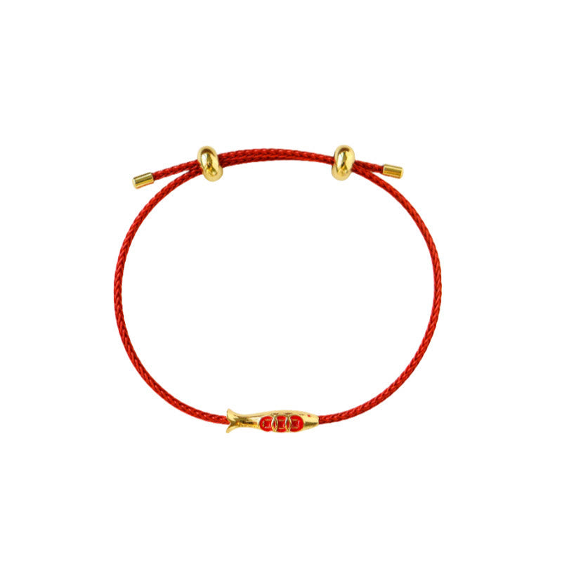 Brass Koi Fish Red String Wealth Bracelet