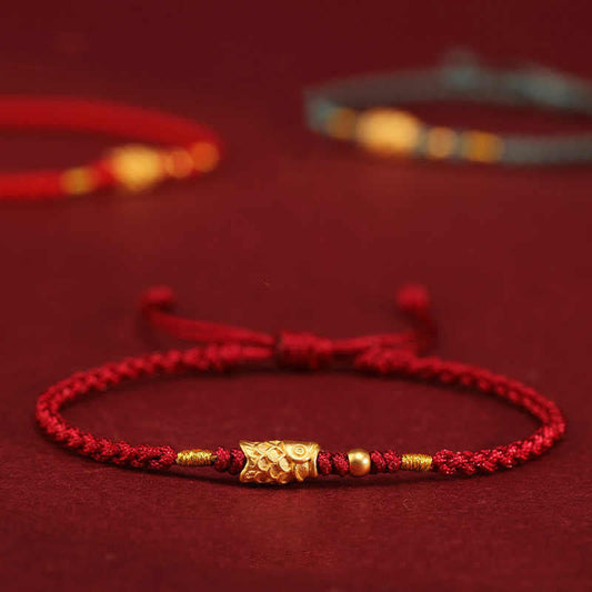 999 Gold Luck Protection Koi Fish Handmade Braided String Bracelet