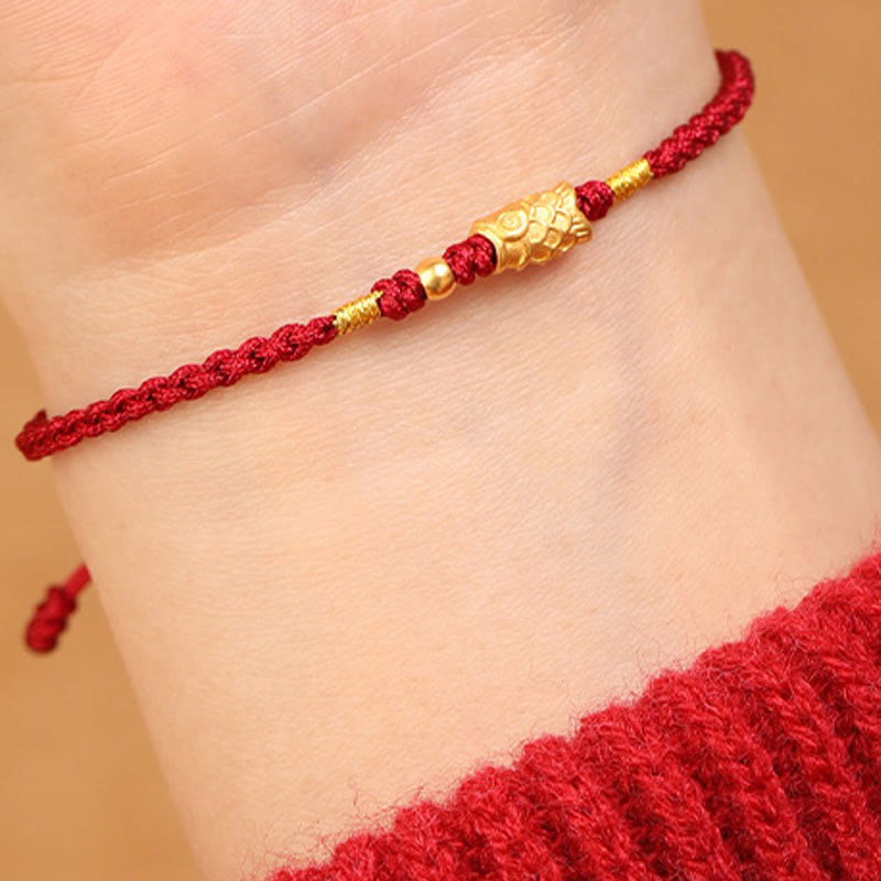 999 Gold Luck Protection Koi Fish Handmade Braided String Bracelet