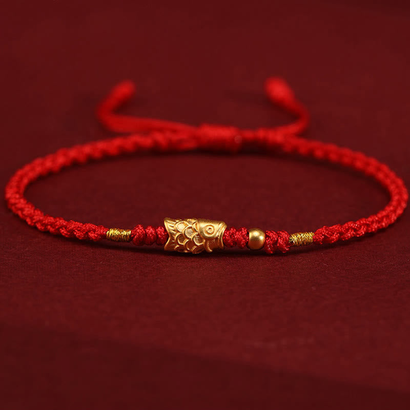 999 Gold Luck Protection Koi Fish Handmade Braided String Bracelet
