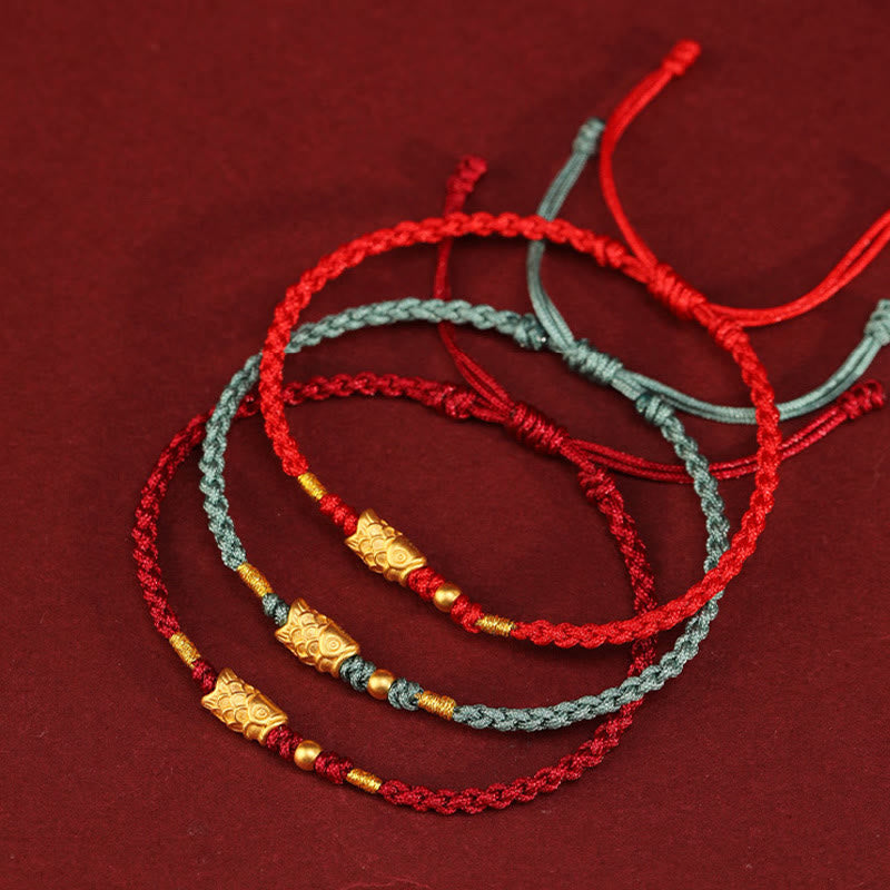 999 Gold Luck Protection Koi Fish Handmade Braided String Bracelet