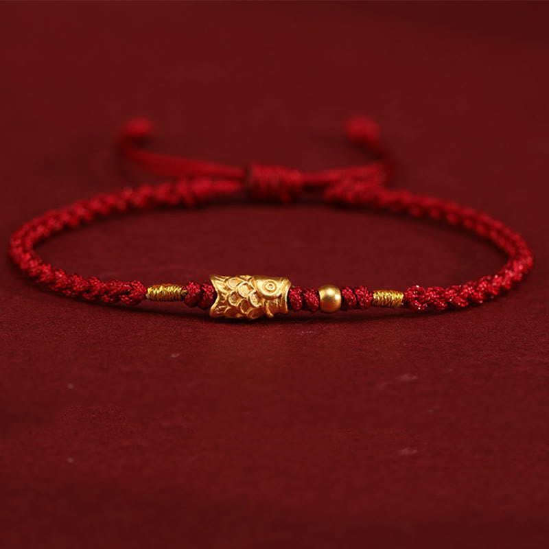 999 Gold Luck Protection Koi Fish Handmade Braided String Bracelet