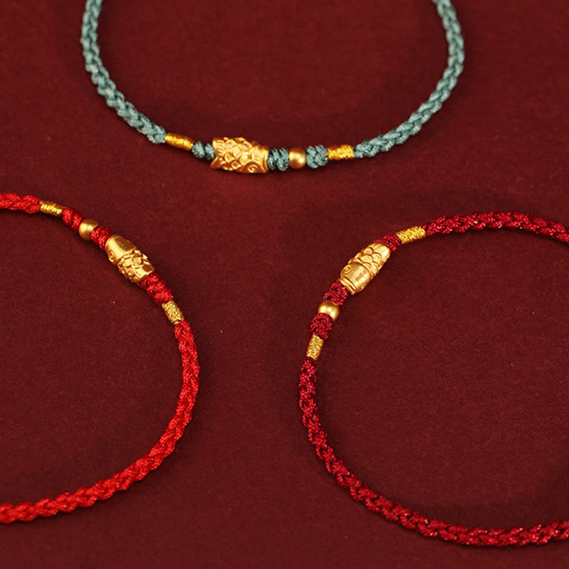 999 Gold Luck Protection Koi Fish Handmade Braided String Bracelet