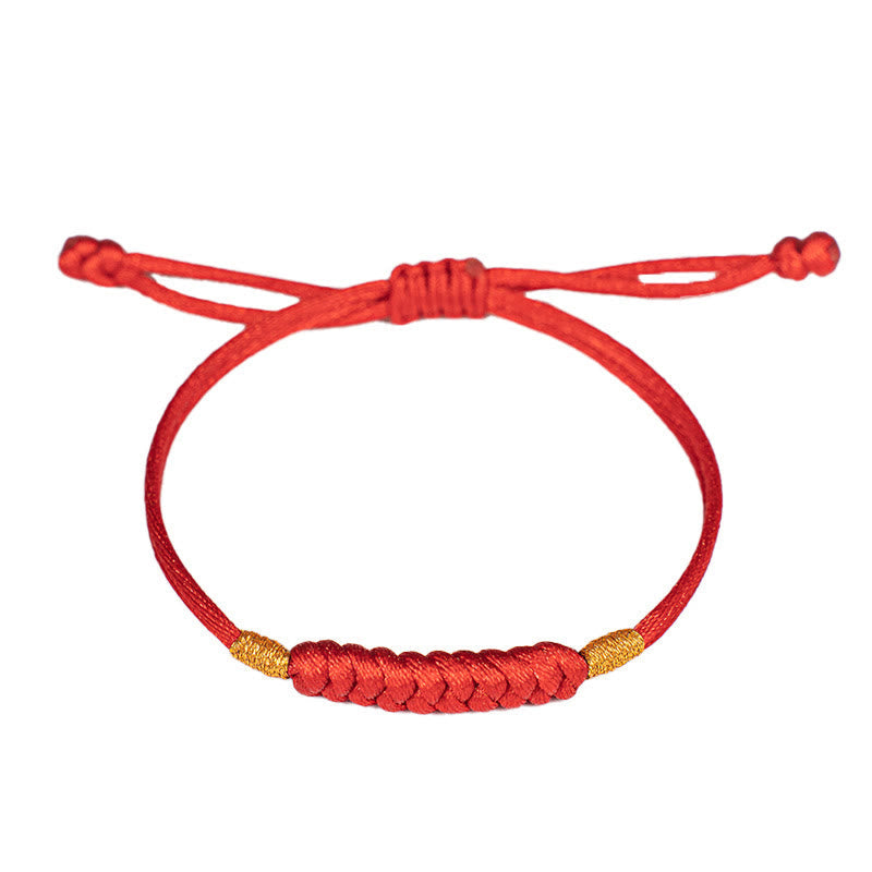 Handmade Braided Red String Happy Knot Flat Knot Colorful Rope Bracelet