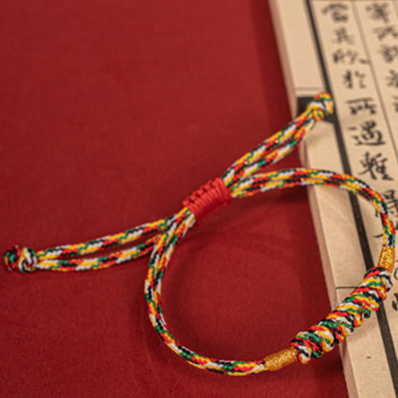 Handmade Braided Red String Happy Knot Flat Knot Colorful Rope Bracelet
