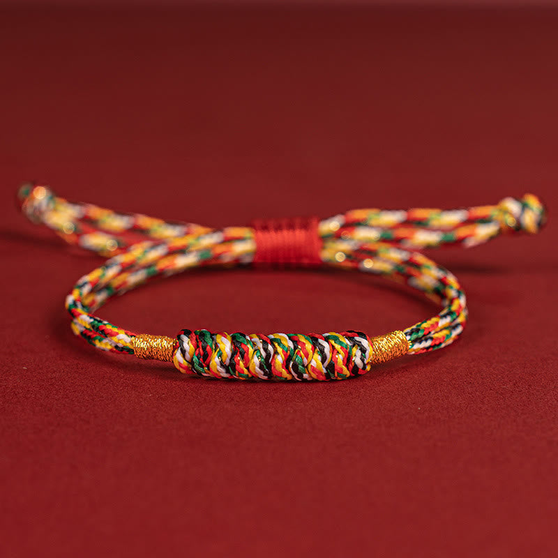 Handmade Braided Red String Happy Knot Flat Knot Colorful Rope Bracelet