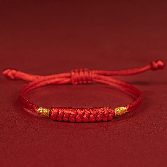 Handmade Braided Red String Happy Knot Flat Knot Colorful Rope Bracelet